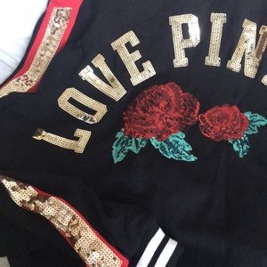 PINK Victoria's Secret Tops - PINK Rose Sequin Pullover Hoodie PINK Victoria's Secret Tops - PINK Rose Sequin Pullover Hoodie